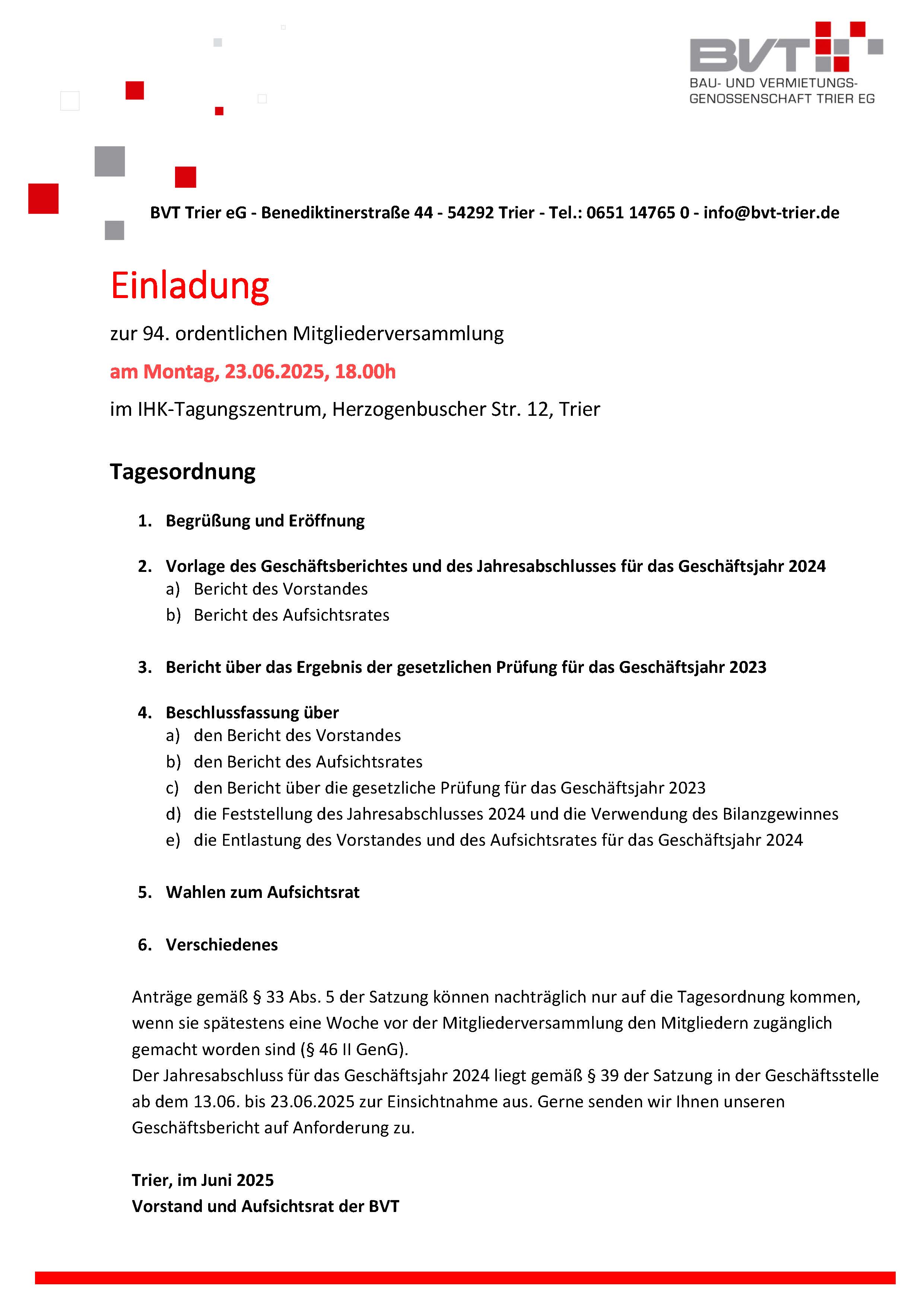 Download - Einladung Mitgliederversammlung 2025
